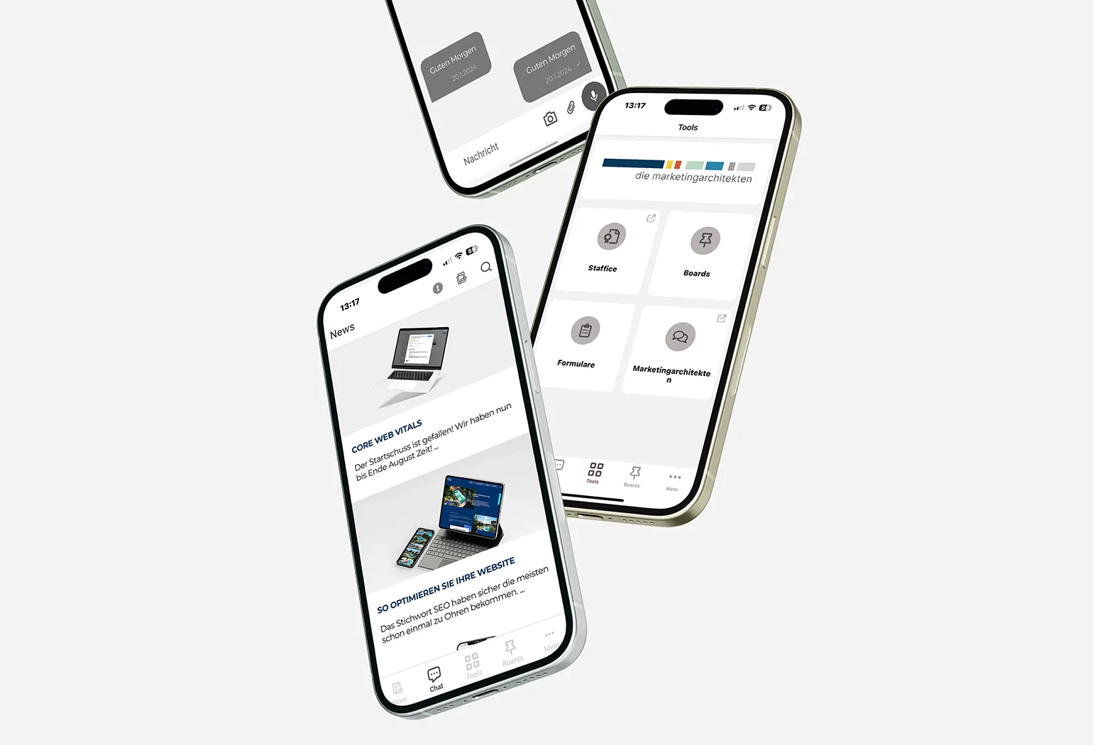 different views of the employee app from die marketingarchitekten